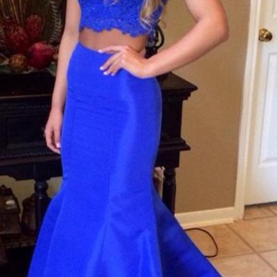 Prom Dress,Two Piece Prom Dress,Sleeveless Party Dress,Royal Blue Evening Dress,Appliques Prom Dress,Mermaid Party Dress,Long Prom Dress Mermaid,Evening Dresses for Women,Prom Dresses Plus Size,Two Piece Party Dress