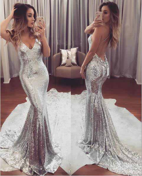 Silver Bling Prom Dress