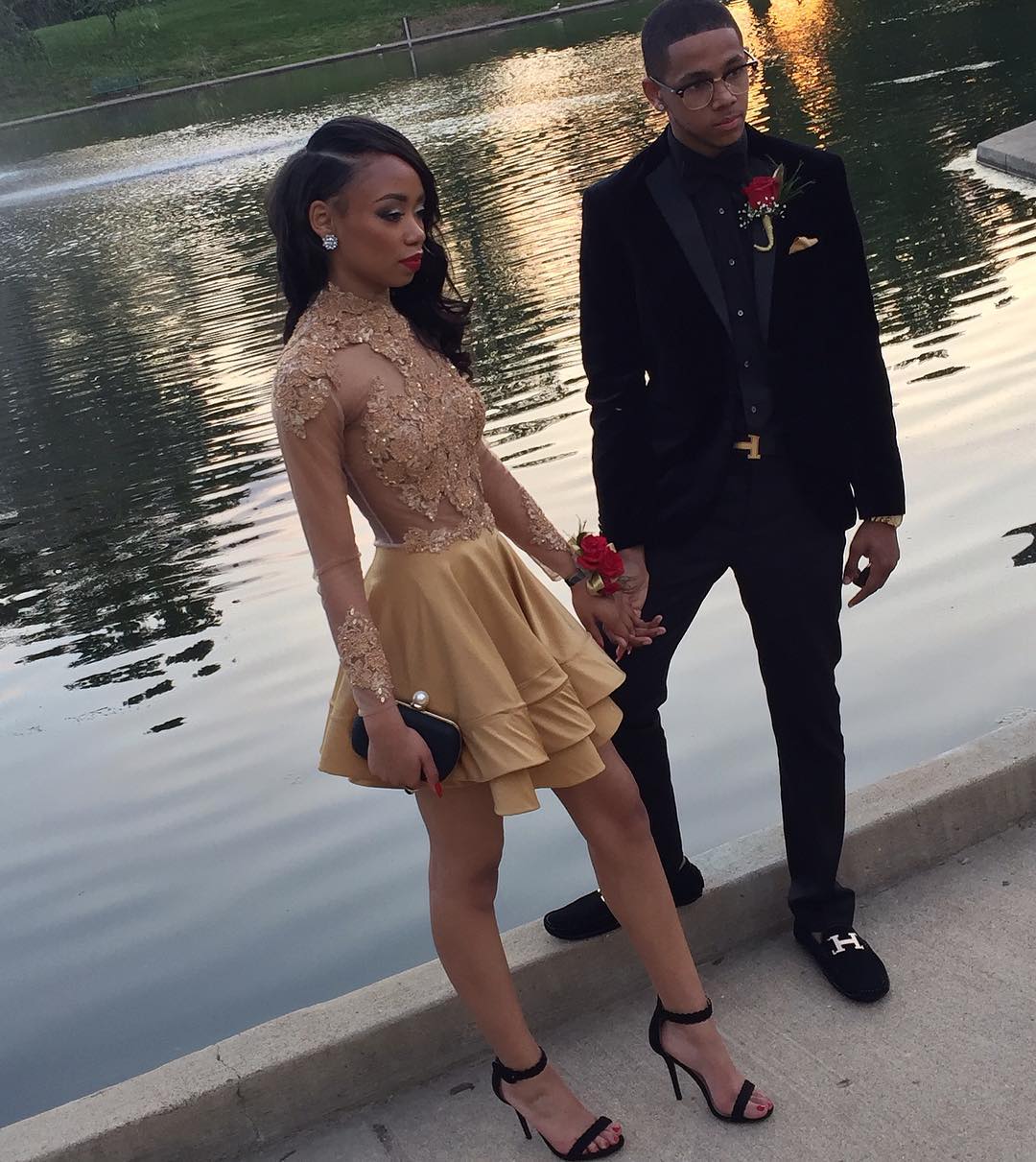 gold long sleeve prom dresses