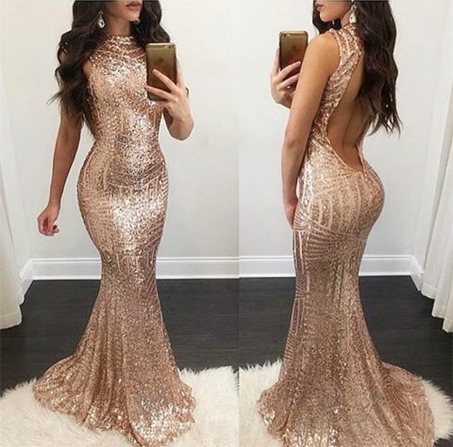 rose gold pageant dress