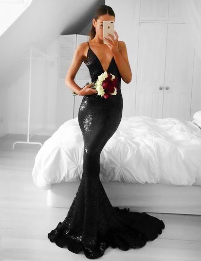 black sequin mermaid dress