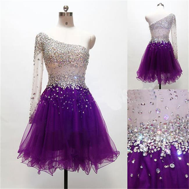 short purple tulle dress