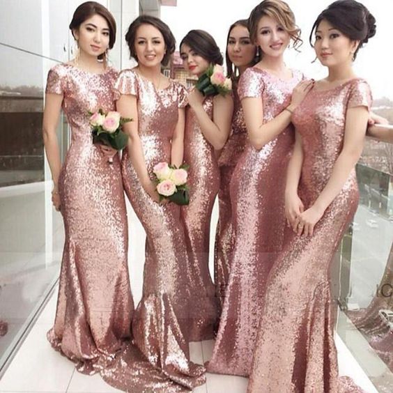 rose gold bridesmaid dresses short