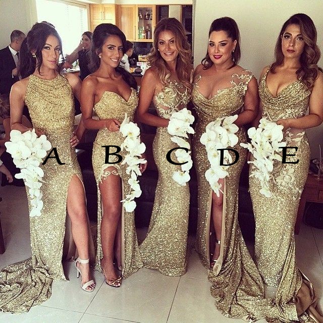 short gold bridesmaid dresses