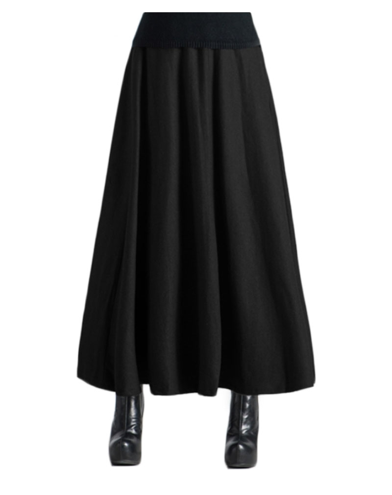 Women's Winter Pleated Thicken High Waist Long A-line Maxi Skirts on Luulla