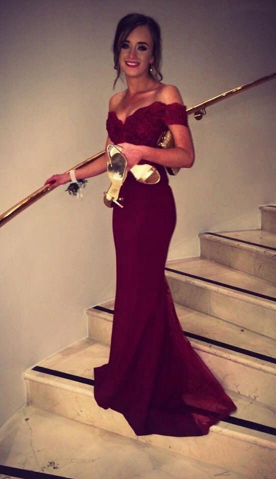 burgundy bardot bridesmaid dress