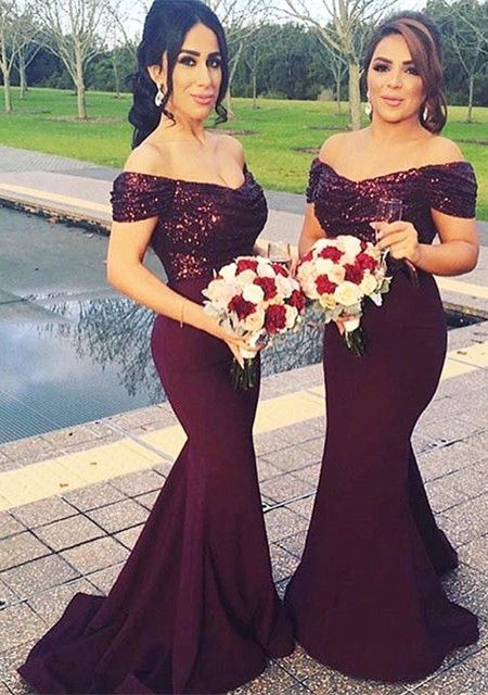 wine sequin bridesmaid dresses
