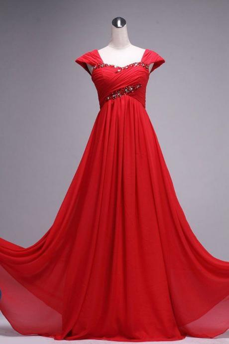 red chiffon ball gown