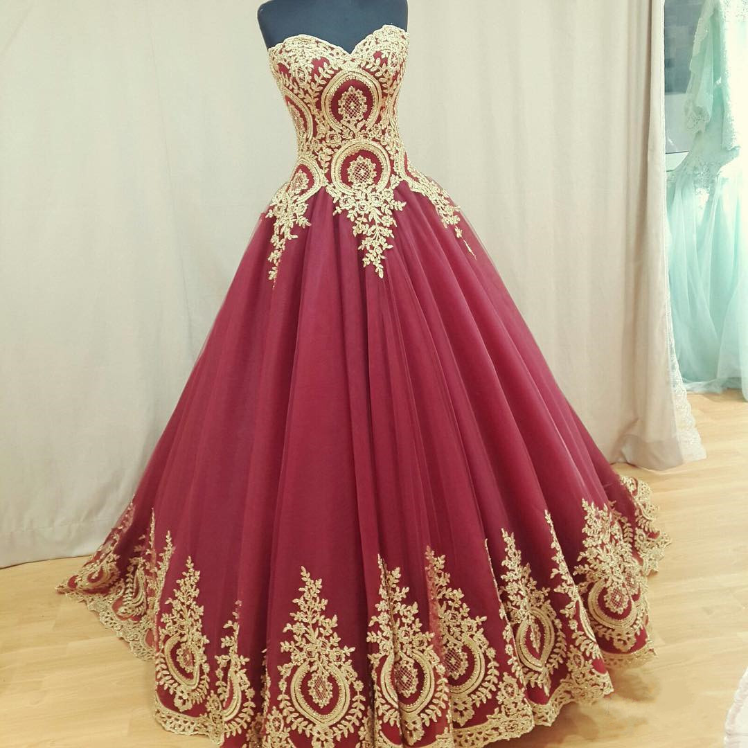 Burgundy Wedding Dress Sweetheart Bridal Gowns Long Ball Wedding