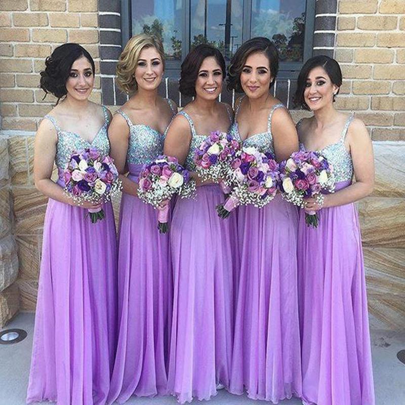 Sweetheart Lavender Aline Chiffon Bridesmaid Dresses Bridal Gowns