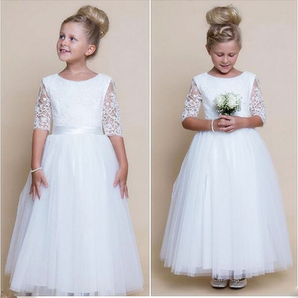 3/4 Sleeve Flower Girl Dress