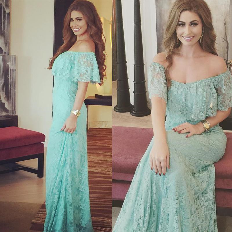Prom Dresses,Mint Green Prom Dress,Lace Party Dress,Off The Shoulder
