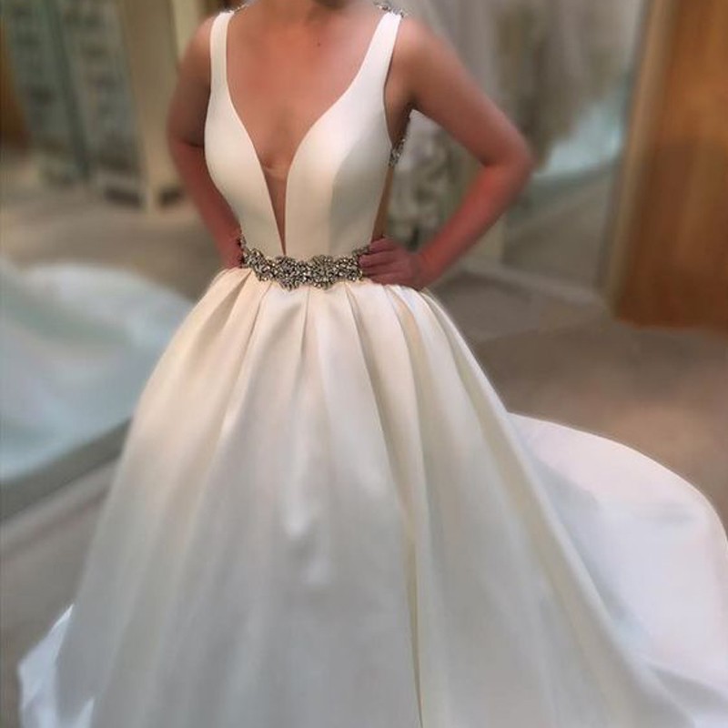 White Satin Dress Ball Gowns